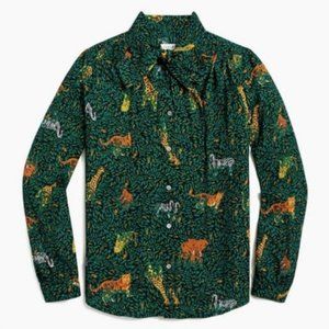 21.) NWT J. Crew Safari Print Tie Neck Blouse- Size Small